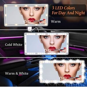 Car Visor Vanity Mirror Rechargeable with 3 Light Modes New In Box